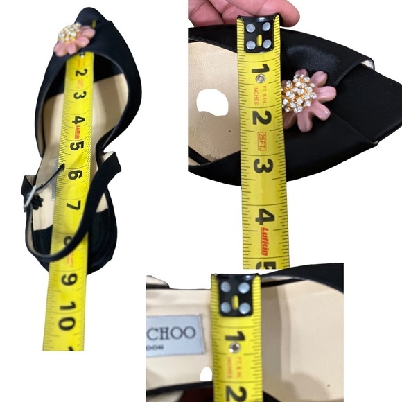 Jimmy Choo Crystal Embellished Open Toe sling Back Satin Shoes BLK EU40 … - Picture 7 of 11